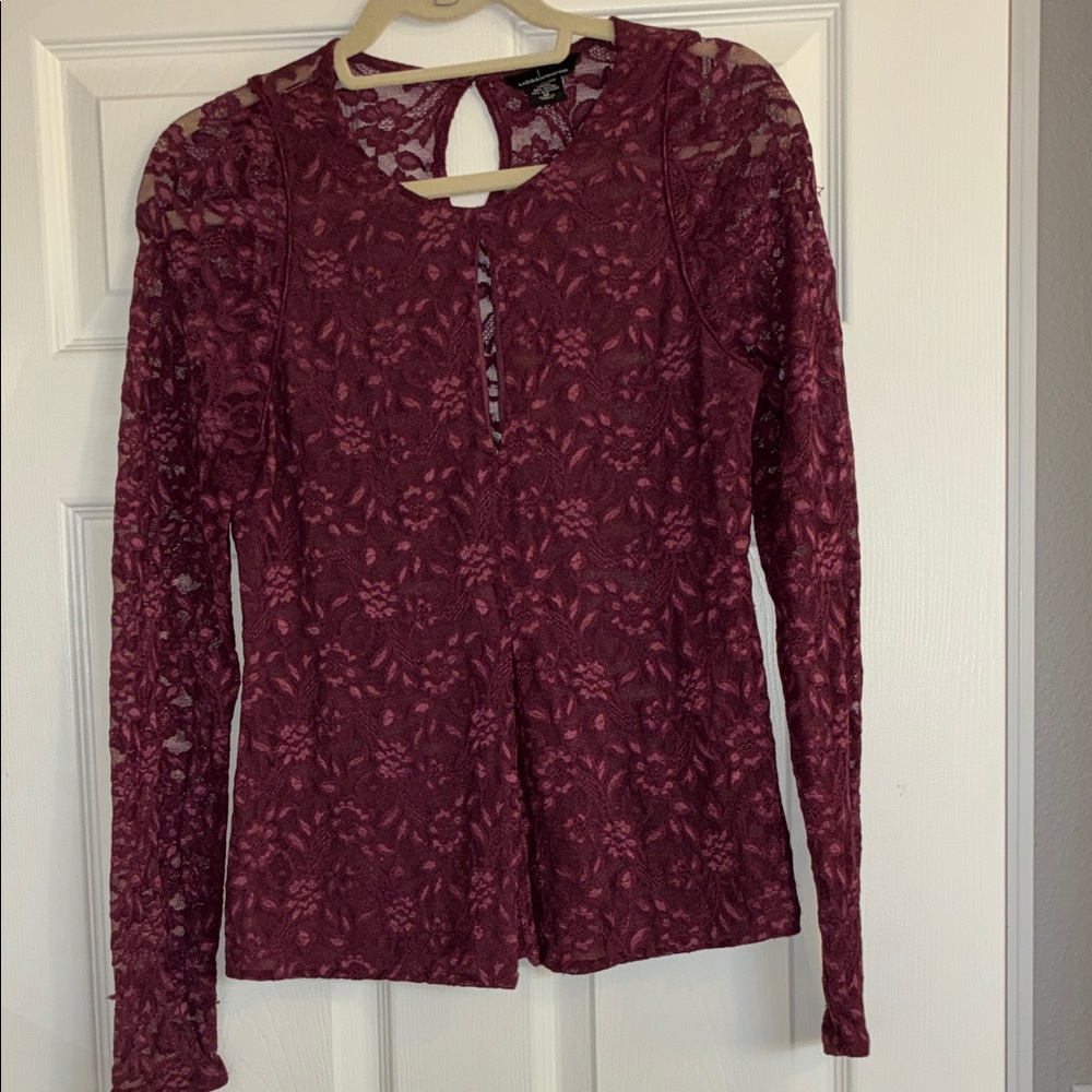 Moda International Burgundy Lace Blouse